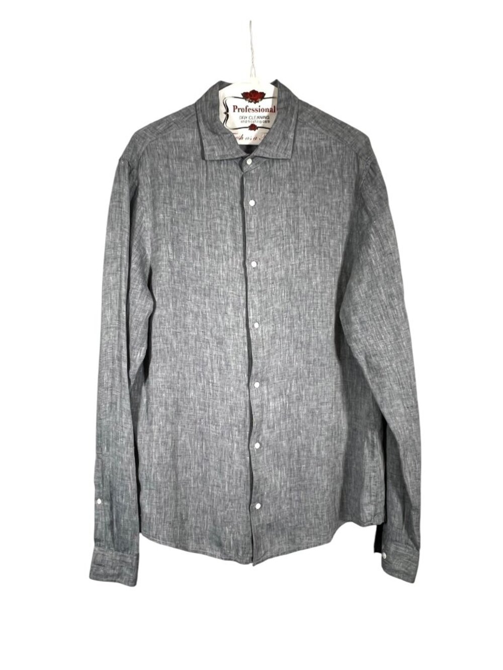 Michael Kors Linen Shirt Men L Slim Fit Gray Panhandle Production Wardrobe